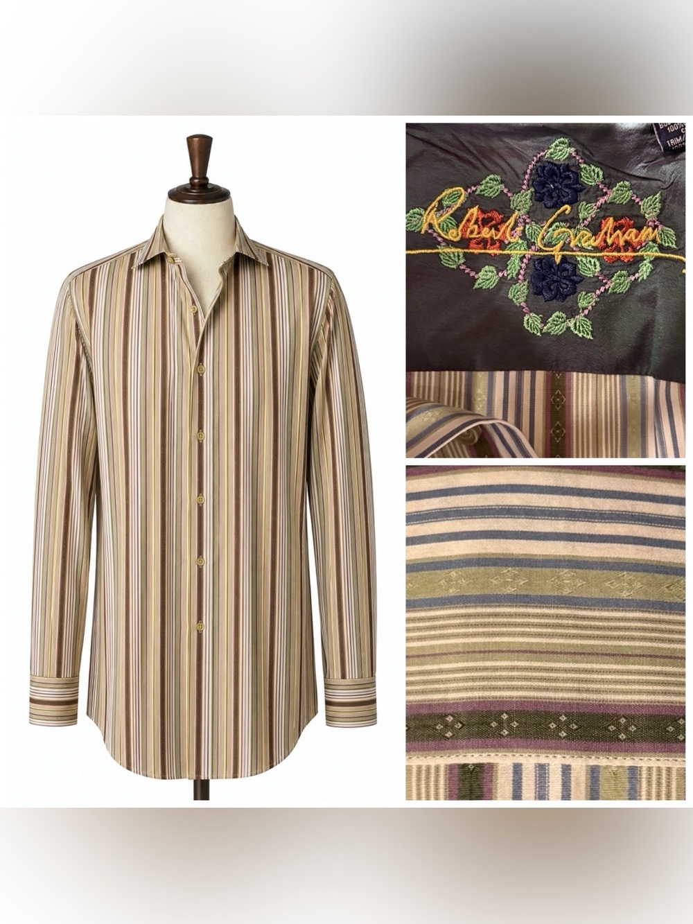 Robert Graham Men's Striped Long-Sleeve button down Shirt- M